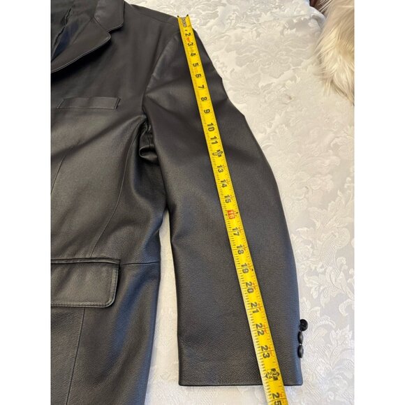 Stafford Black 100% Genuine Leather Blazer Sport Coat Mens XL 3 Button Preppy - Picture 14 of 16
